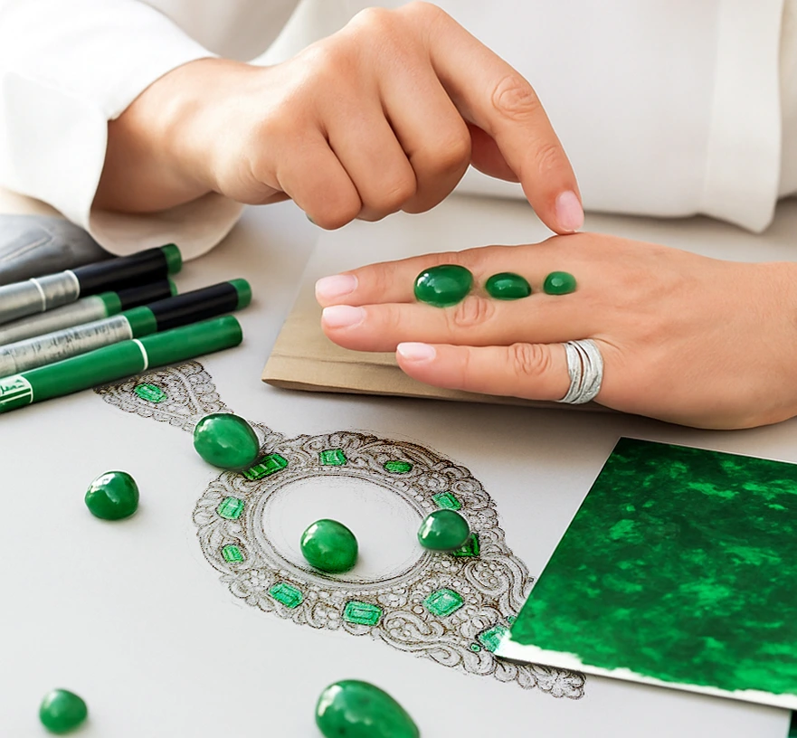 Jewelry Sketch with Emeralds