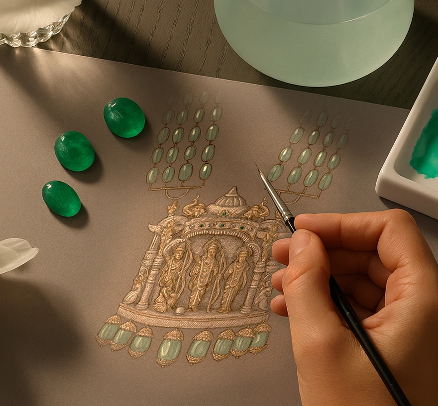 Jewelry Sketch with Emeralds